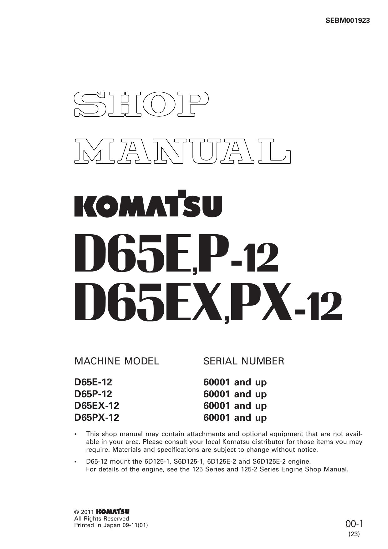 D65E-12 D65P-12 D65EX-12 D65PX-12 Shop Manual